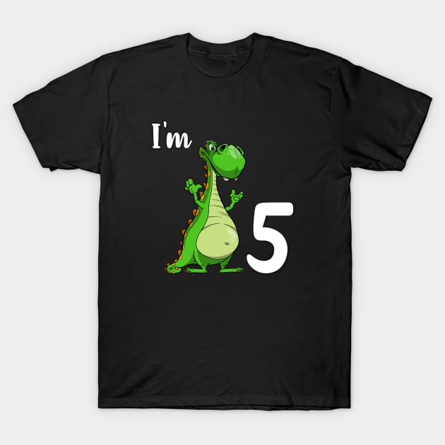 I'm 5 Dino kid's birthday party T-Shirt by BurunduXX-Factory